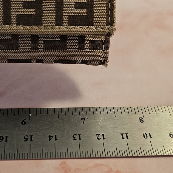 👜Fendi Zucchino Canvas & Leather Vintage Wallet in Continental Brown & Beige - Picture 11 of 15